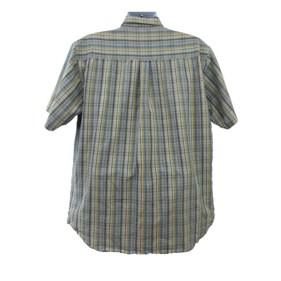 Volcom Mens Shirt Size XL Collared Blue Plaid Snap Front Short Sleeve Pockets - Picture 2 of 8